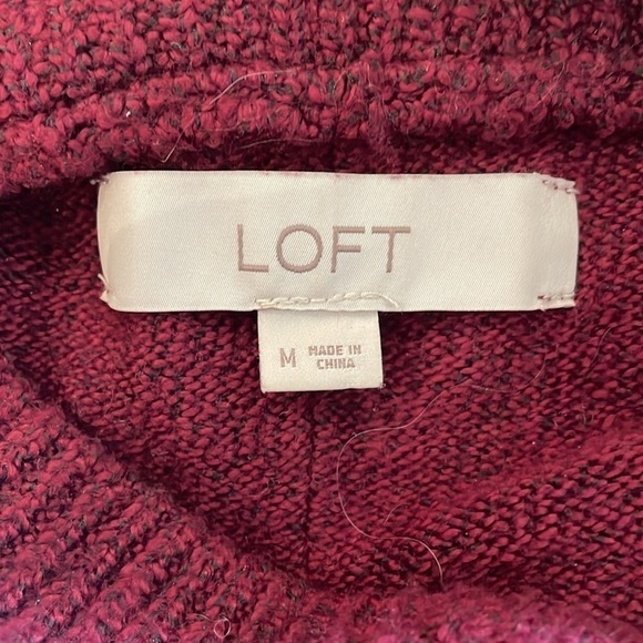 Loft Button "Poncho" Sweater Burgundy M - Picture 6 of 7